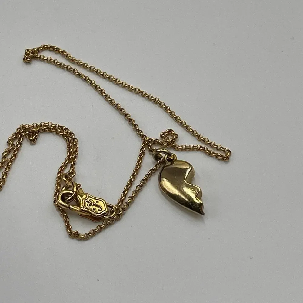 Juicy Couture Friends Forever Half Heart Broken Heart Gold Tone‎ Necklace